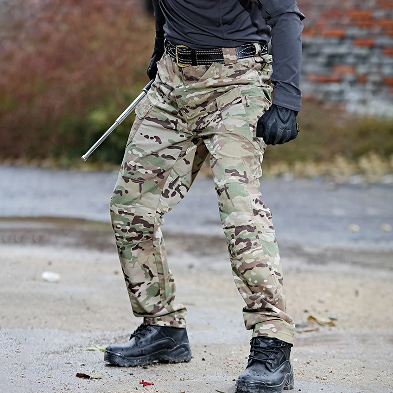 

Mens Tactical Pants Multiple Pocket Durable Elasticity Military Urban Commuter Tacitcal Long Trousers Men Slim Fat Cargo Pant