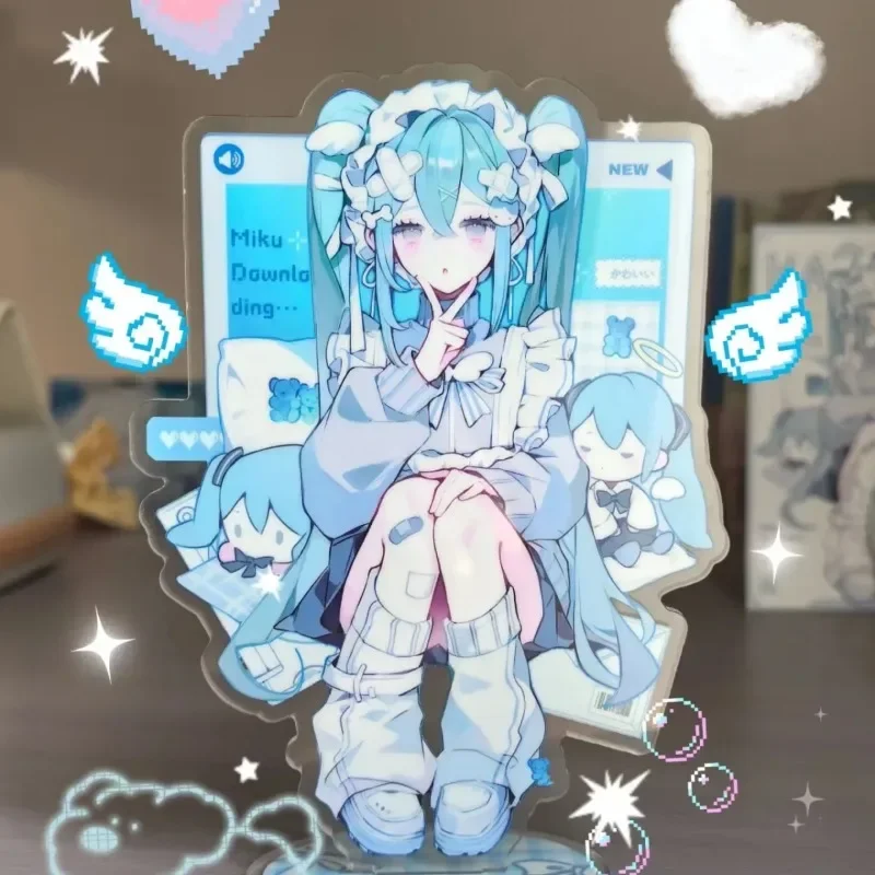 Фото Hatsune Miku фигурка на акриловой подставке Hatsune Miku Project Diva Anime периферийные устройства симпатичная мультяшная акриловая модель настольное украшение №1