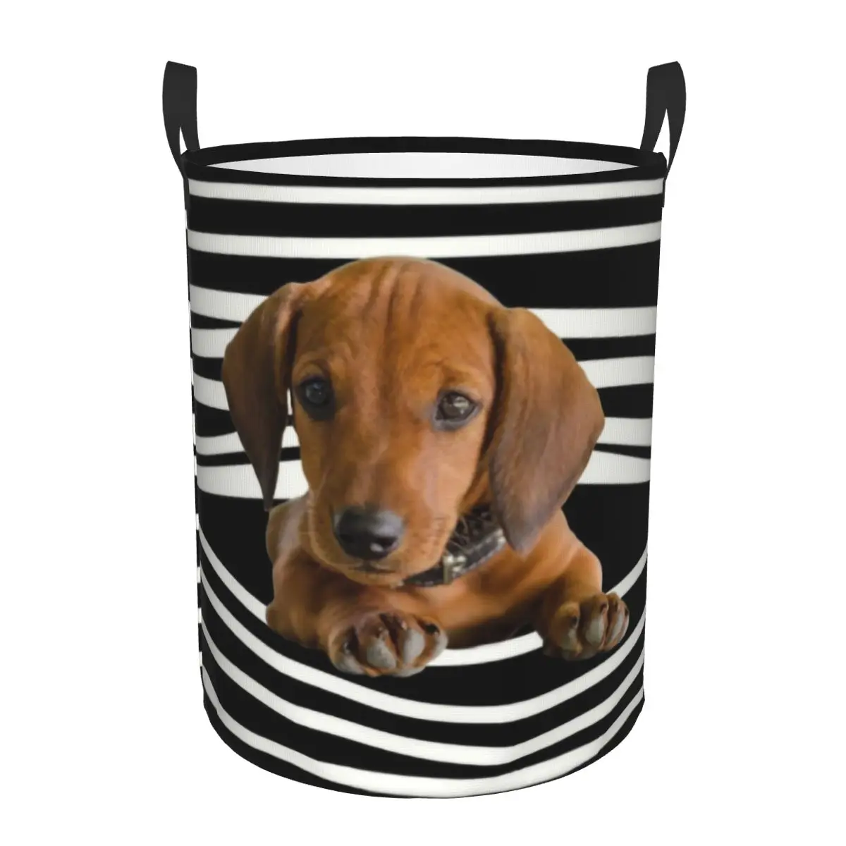 

Dachshund Stripes Laundry Basket Collapsible Weiner Dog Clothing Hamper Toys Organizer Storage Bins