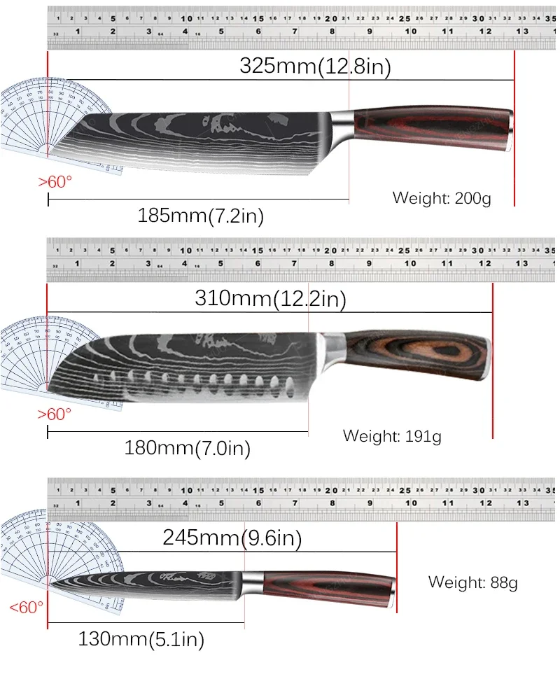 CHENG ZHUO Профессиональный японский набор ножей шеф-повара из высокоуглеродистой