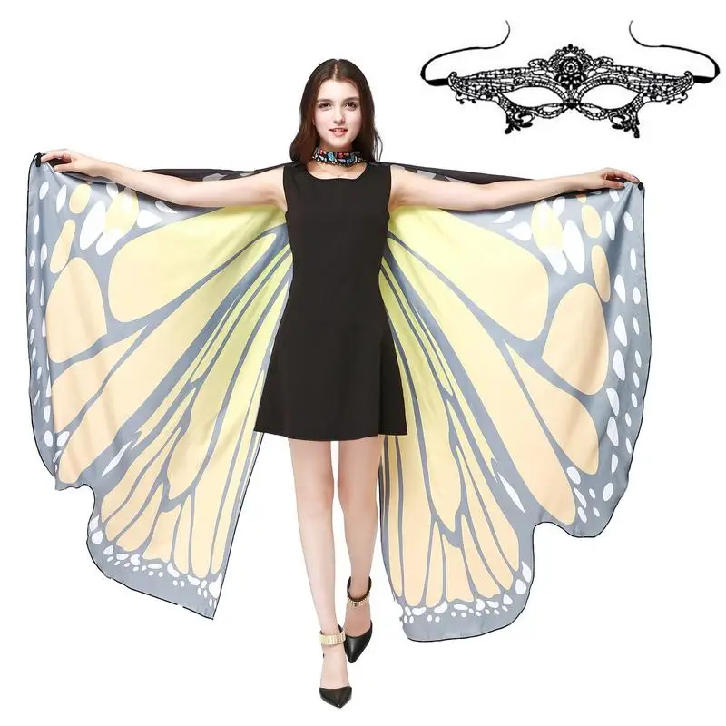 

Женская накидка с крыльями бабочки, воротник с принтом, карнавальные костюмы, костюм с крыльями бабочки, аксессуары для украшения костюма на Хэллоуин