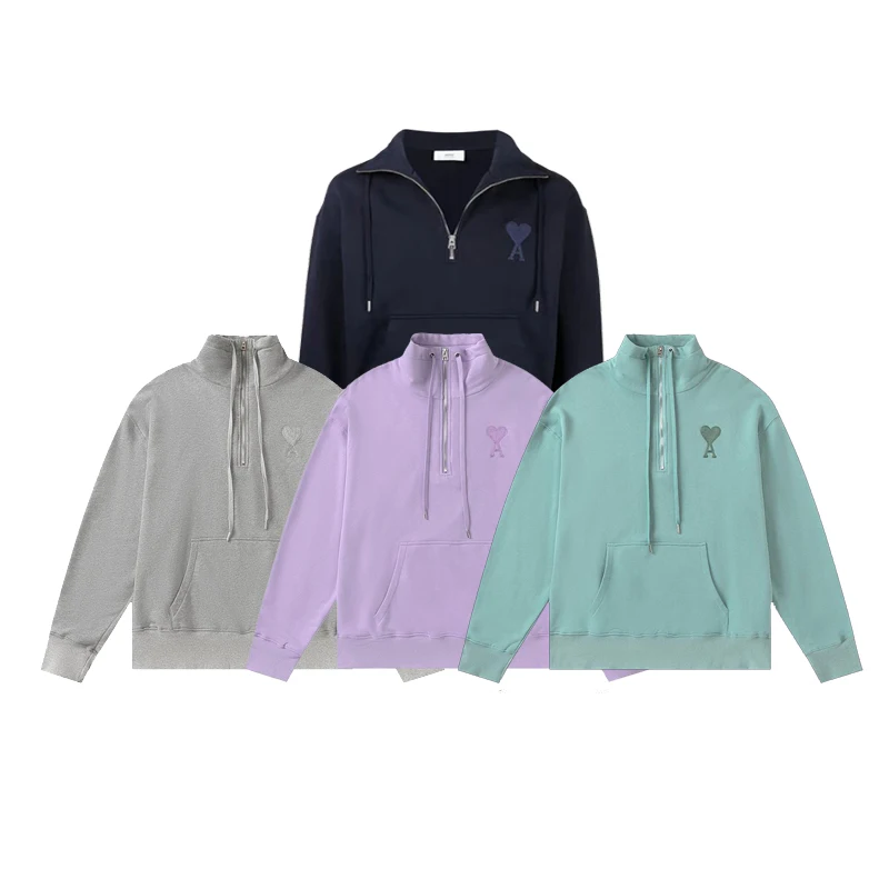 

2022 Autumn And Winter New Fashion Trend Casual Half Zipper Long Sleeve Embroidered Sweater Men And Women Couple Clothes