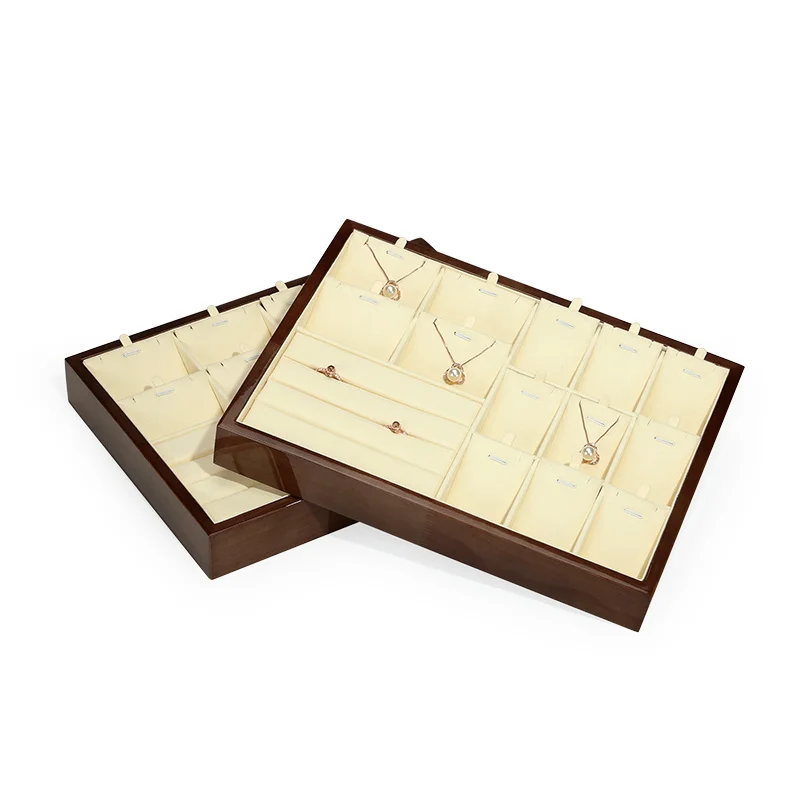 Multifunctional Jewelry Storage Box Wooden Pendant Show Case Rings Holder Necklace Watch Bracelet Display Stand