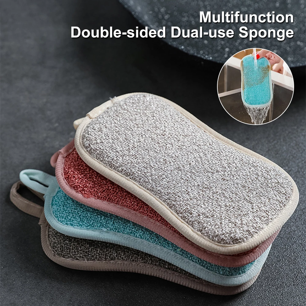 

Kitchen Cleaning Towel 4PCS Double Sided Sponge Kitchenware Brushes Anti Grease Wiping Rags Absorbent Washing Dish Cloth