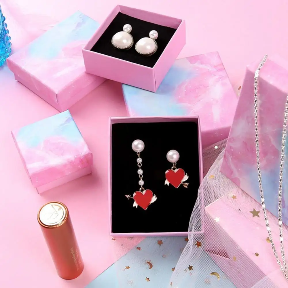 

Marble Print Gift Jewelry Box Ring Earrings Sponge Storage Container Package Bag