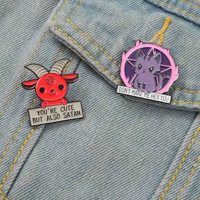 

Cute As Hell Enamel Pins Custom Baphomet Cat Cute But Also Satan Brooch Bag Clothes Lapel Badge Cartoon Jewelry Gift for Friend