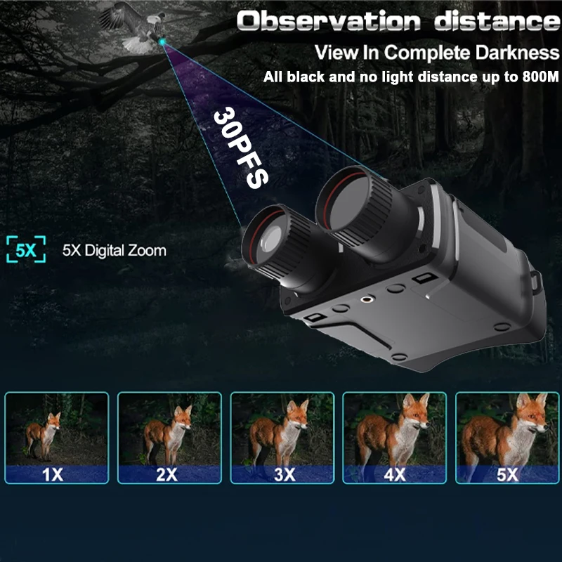 

Binoculars Night Vision Device R6 850nm Infrared 1080P HD 5X Digital Zoom Hunting Telescope Outdoor Day Night Dual Use 300m