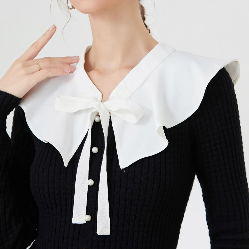

False Collar Detachable Collar Dickey Collar Sweater Lace Up Ruffle Neckline