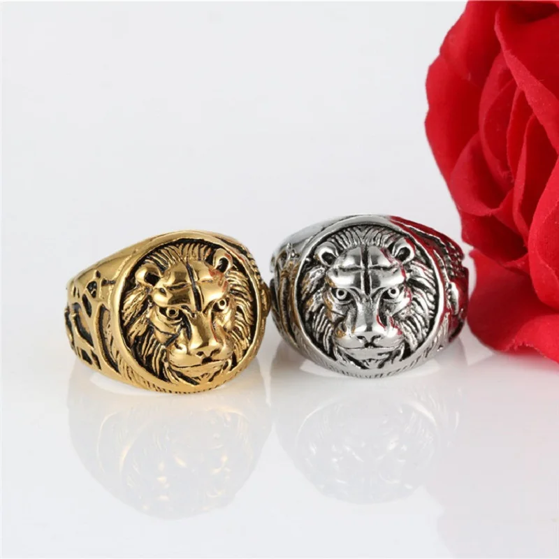 

New Explosion Style High-End Metal Lion Head Men's Ring Light Luxury Fashion Trend Niche Domineering Men's Ring Gift