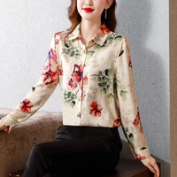 poplin womens blouses new fashion polo shirt casual long sleeve top floral print summer female clothes houthion