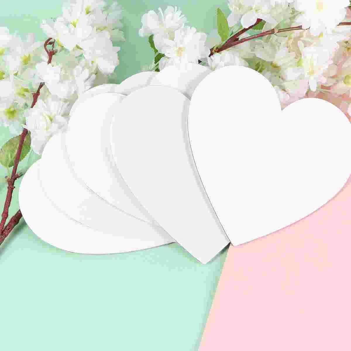 

5 Pcs Heart Shape Cotton Drawing Board Thicken Art Painting Board Artist Paper Board Oil Paint Canvas Sketchpad (White)