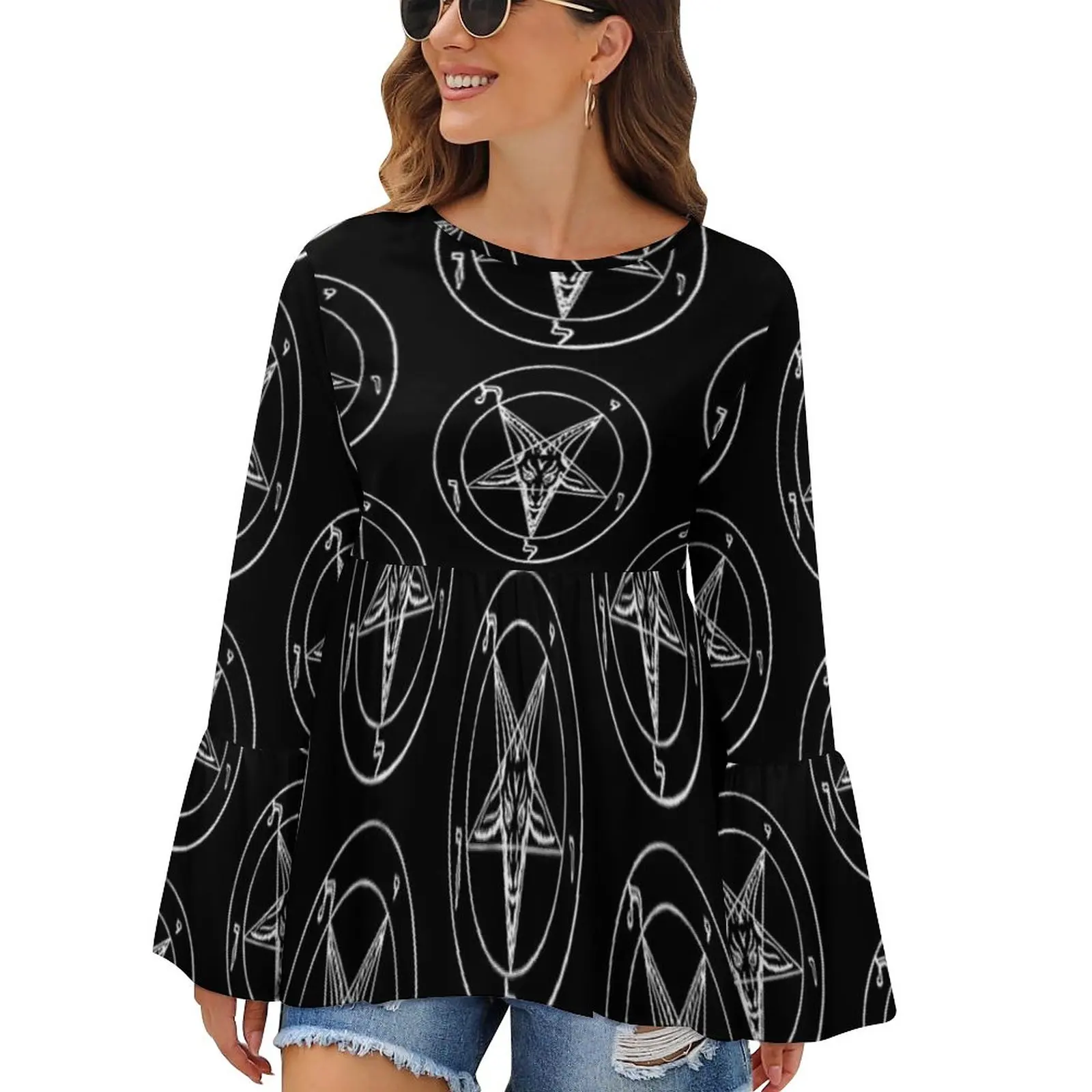 

Baphomet Tee Shirt Sacred Trendy Pattern Lady T Shirt Large Street Fashion T-Shirt