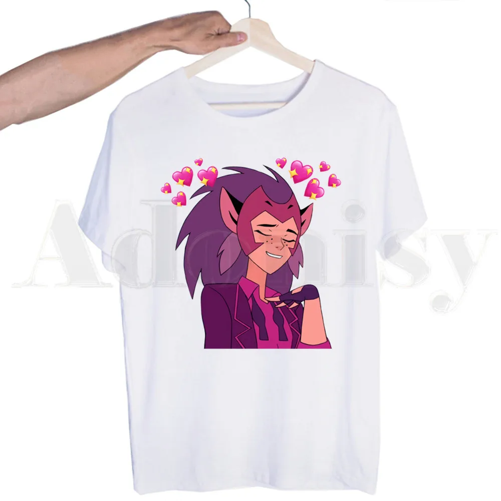 

Футболка Adora Catra Love She Ra And Catra мужская, модный топ с мультяшным рисунком, забавная уличная одежда в стиле Харадзюку, лето