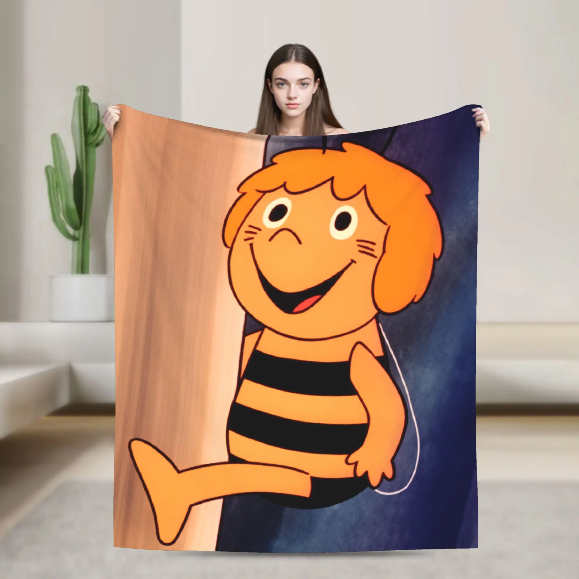 Фото Плед M-Maya the B-Bee: Теплый, забавный, плюшевый плед для мальчиков и девочек, фланелевое покрывало для спальни №1