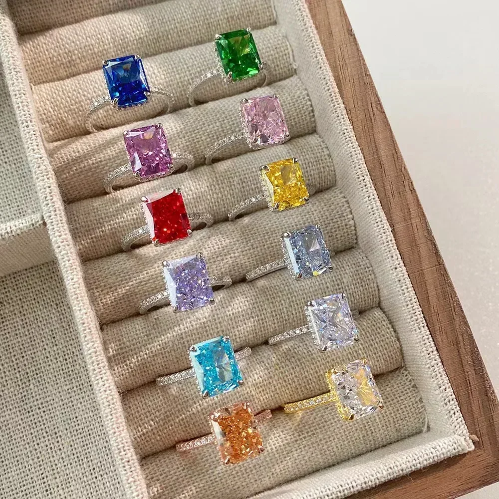 Блестящие модные серебряные кольца S925 ювелирные изделия женские бриллианты с