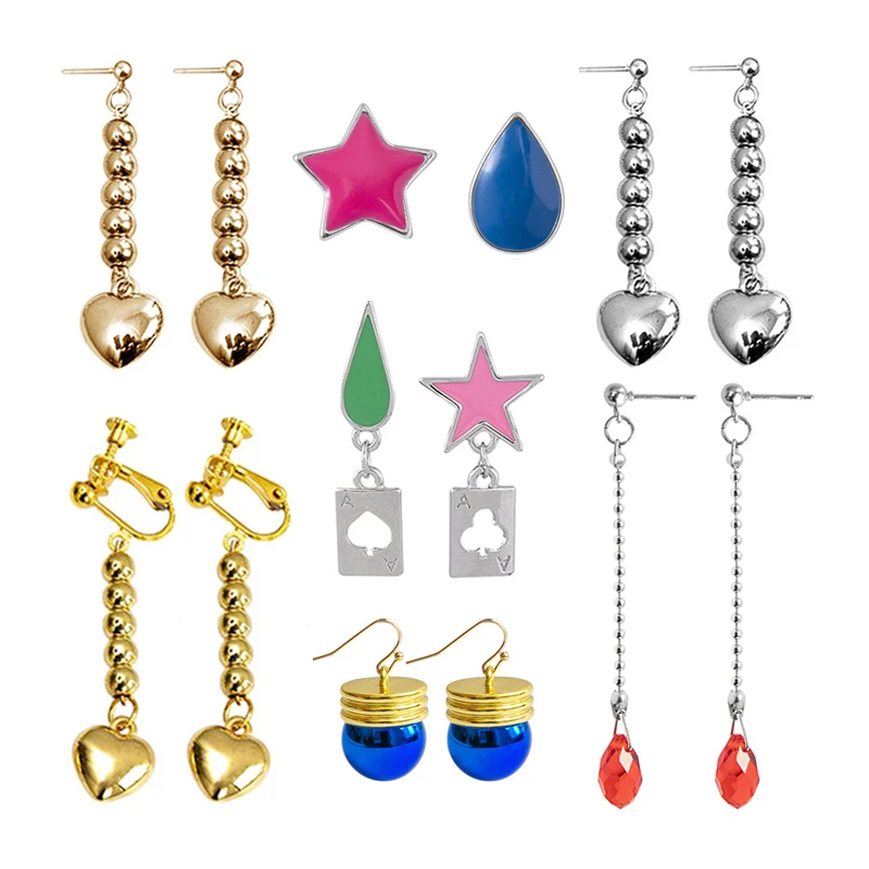 

Anime HUNTER X HUNTER Hisoka Earrings Star Teardrop Poker Heart Pendant Earrings For Women Men Cosplay Jewelry Accessories