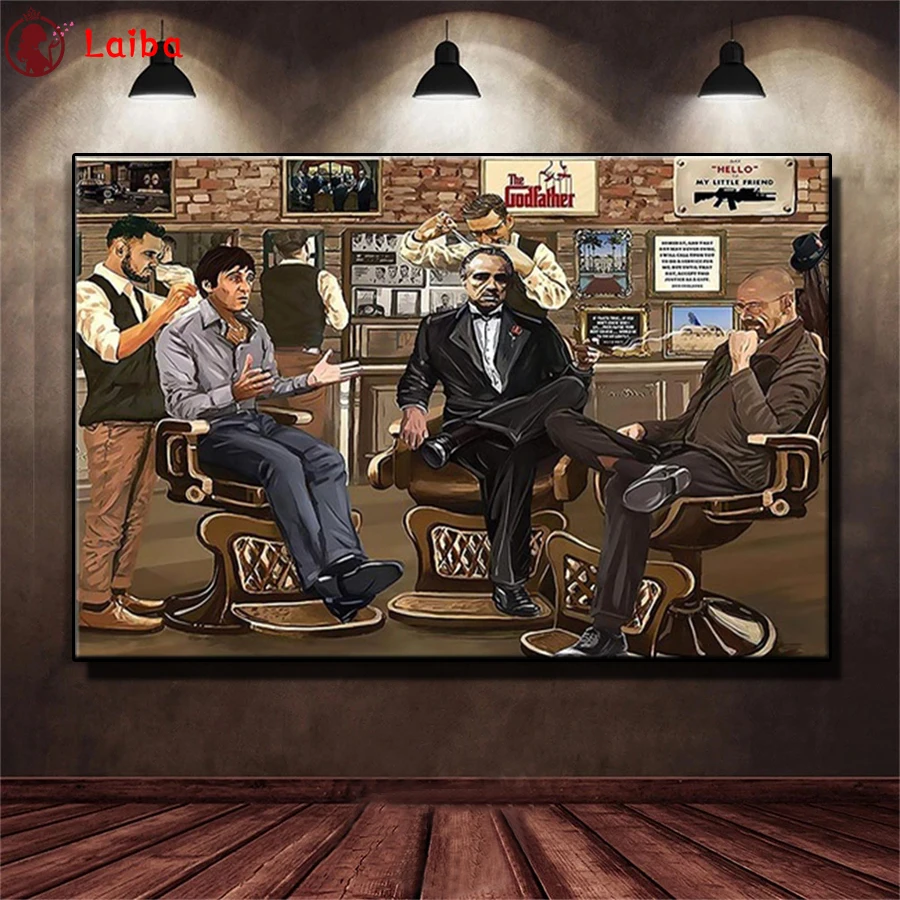 

Алмазная мозаика, современные персонажи фильма «покер», картина парикмахерской, алмазная живопись, вышивка крестиком, настенное искусство