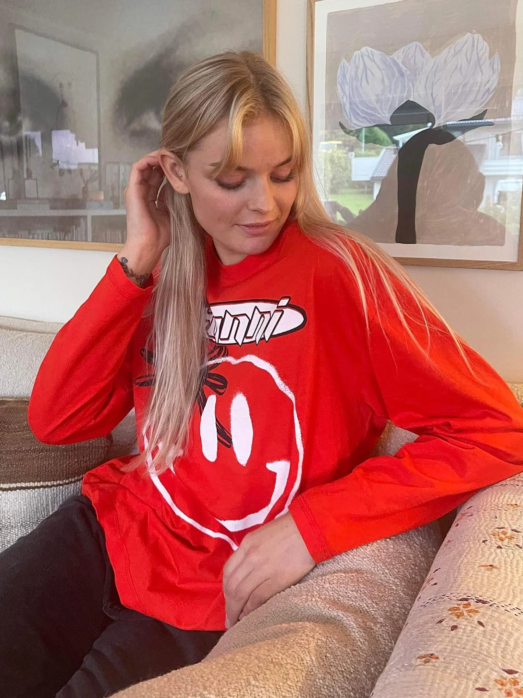 

Vintage Letter Print Long Sleeve T-shirts 2023 Spring Round Neck Casual Cotton Cozy Tshirt Tops for Woman Classic Graphic Tees