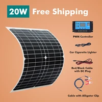 18v 20 watts solar panel kit 12v battery charger with controller caravan boat