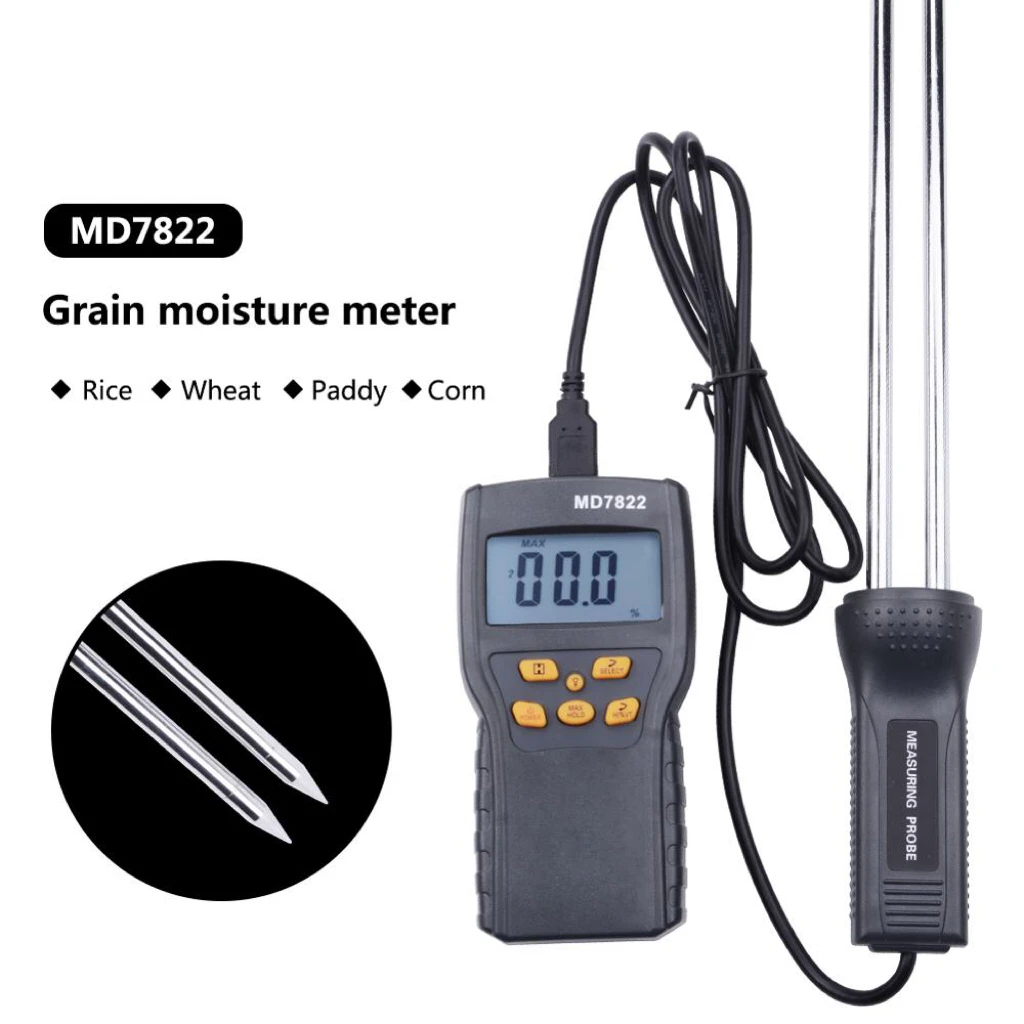 

MD7822 New Digital Grain Moisture Meter LCD Display Humidity Tester Hygrometer Contains Wheat Corn Rice Moisture Test Meter