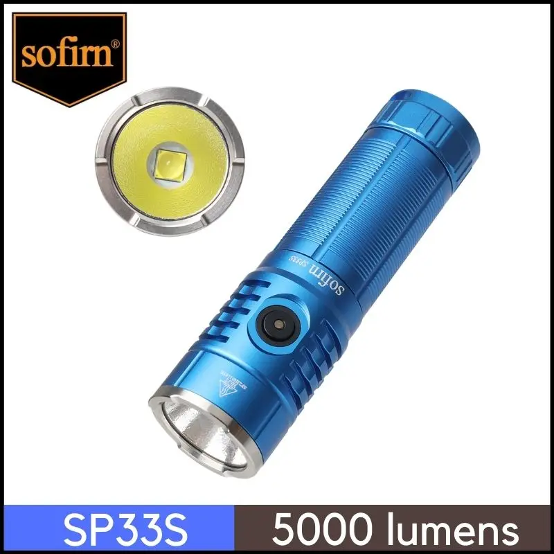 Sofirn SP33S Cree XHP70.2 Powerful LED Flashlight 5000 Lumens USB C Rechargeable 26650 21700 Torch  With Power Bank Function