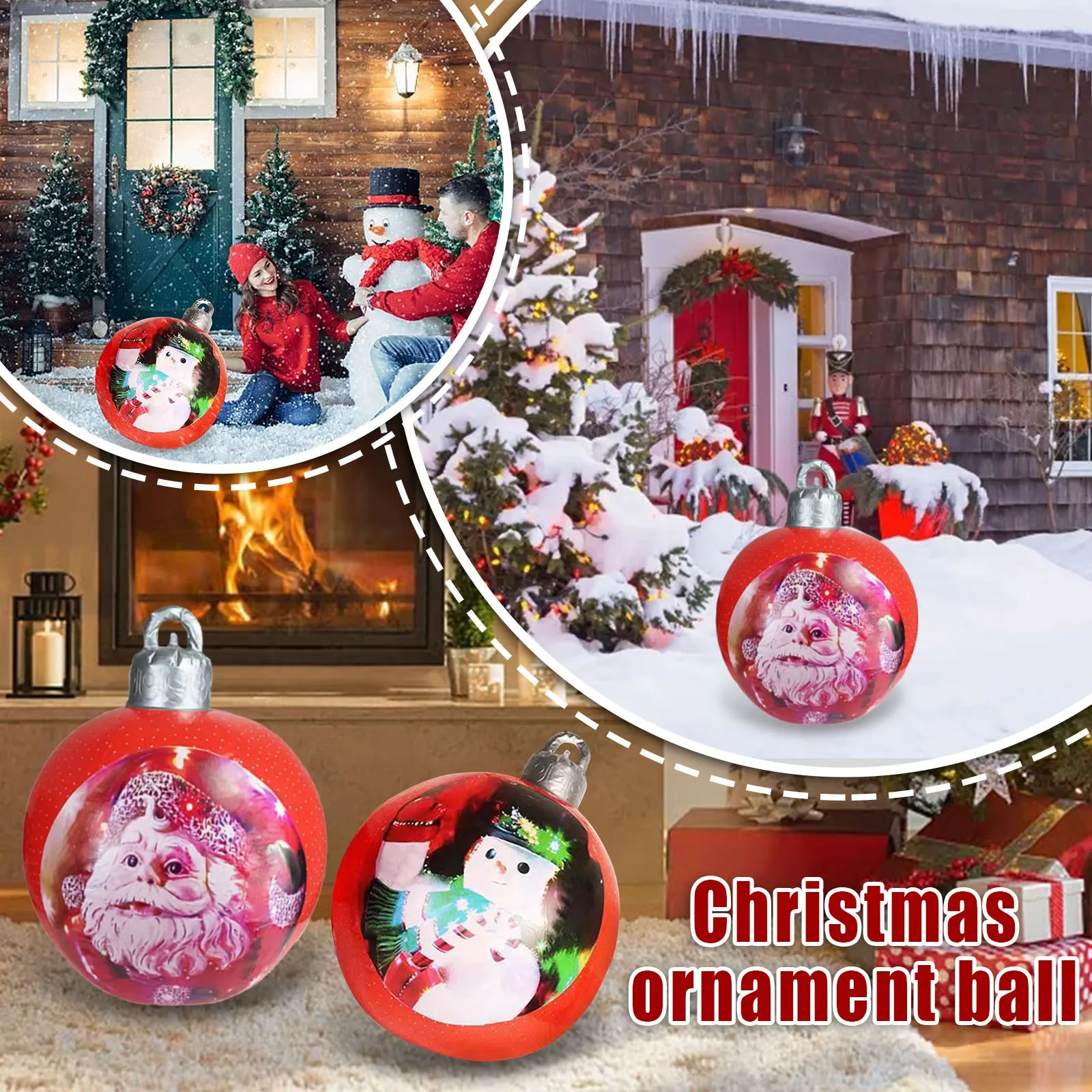 

23.6Inch Xmas Christmas Christmas Balls PVC Christmas Atmosphere Outdoor Inflatable Ornaments Toys Balls Festive For Home