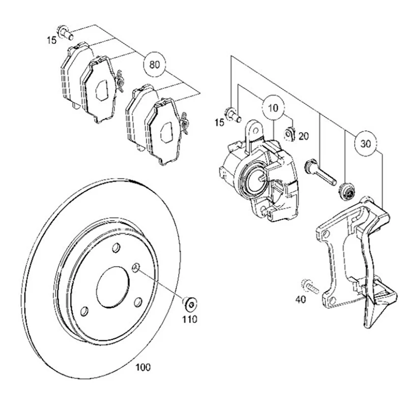 Правый передний тормозной суппорт с кронштейном A4514210098 для Mercedes-Benz Smart Fortwo W451