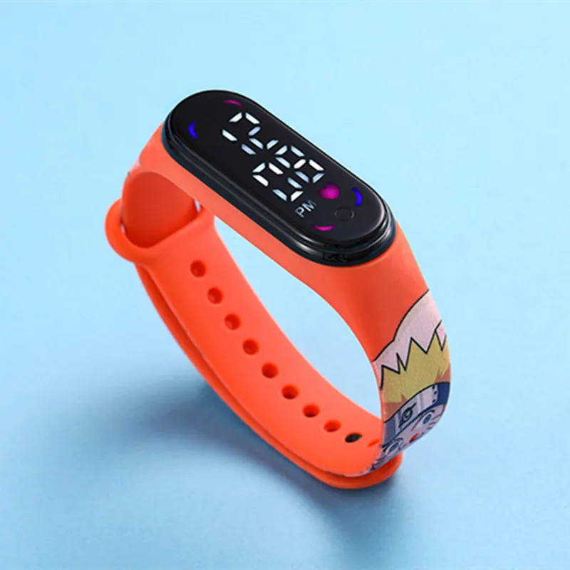 Часы Наруто удзумаки светодиодные водонепроницаемые спортивные электронные с