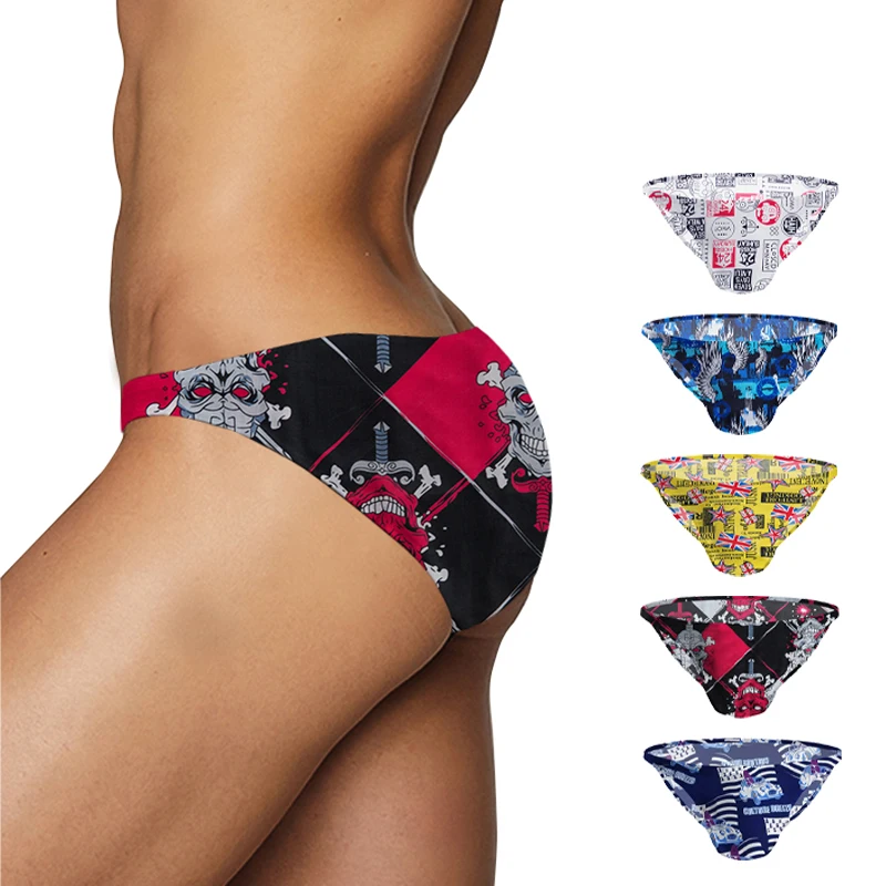 Мужское сексуальное нижнее белье-бикини 5 шт. камуфляжные трусы с граффити для