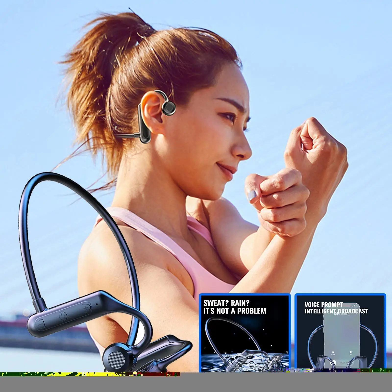 

Bone Conduction Headphones Bluetooth 5.3 Wireless Earbuds Wireless Outdoor Bluetooth Headphones Sport Earphone Sport Headse Z0A9