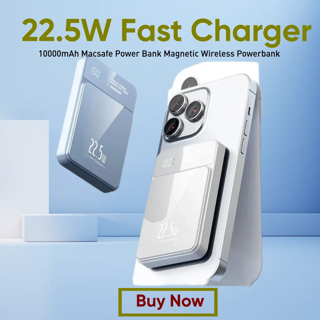 Фото Новый 10000 мАч Macsafe Power Bank Магнитный беспроводной Powerbank 22,5 Вт Быстрое зарядное устройство для iPhone Xiaomi Samsung Внешняя батарея телефона №1