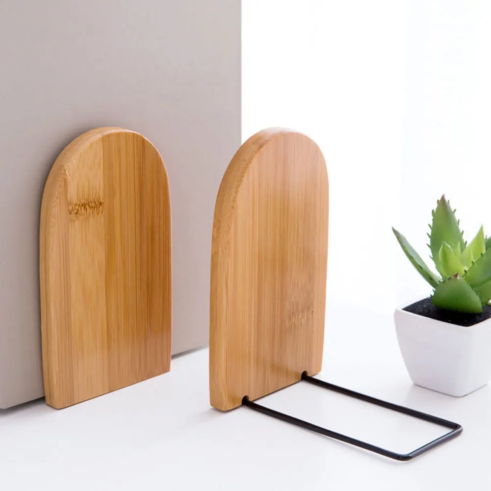 

Durable Students Storage Office Home Gift Nonskid Desk Organizer School Floating Shelf Bamboo Wood Portable Book End Stationery