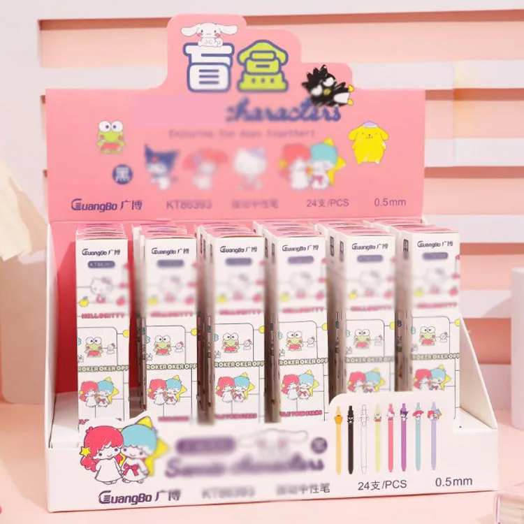

24 pcs/lot Kawaii Cat Dog Press Gel Pen Cute 0.5mm Black Ink Signature Pens Stationery Gift Office School Supply wholesale