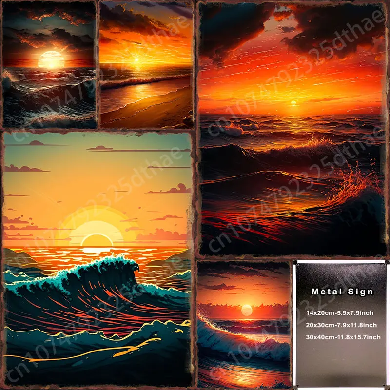 

Neon Wave Metal Sign Pub Garage Plaques Custom for Club Room Personalized Wall Decoration Posters Panting Pictures Home Decor