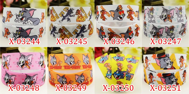 

7/8'' 22mm,1" 25mm,1-1/2" 38mm,3" 75mm T*M & J*RRY Custom Cartoon Character printed Grosgrain Ribbon party decoration 10 Yards