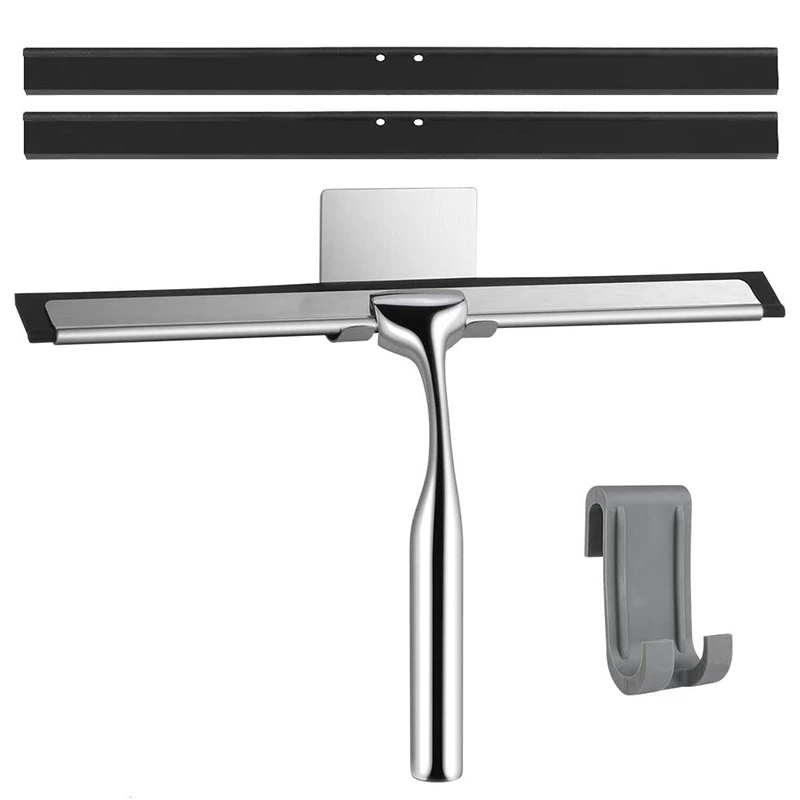 

26Cm Shower Squeegee Stainless Steel Premium Window Squeegee With Wall Hanger For Shower Doors, Bathroom, Kitchen