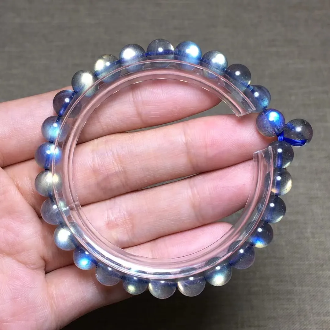 

Браслет из натурального красочного Лабрадорита, ювелирное изделие с кристаллами 7 мм, подарок для женщин и мужчин, бусины из лунного камня, н...