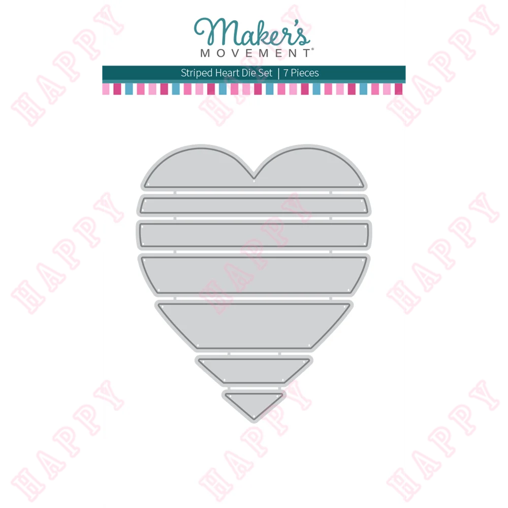 

Metal Cutting Dies Valentine's Day Striped Heart DIY Scrapbooking Envelope Diary Album Paper Template Card Embossing Handcraft
