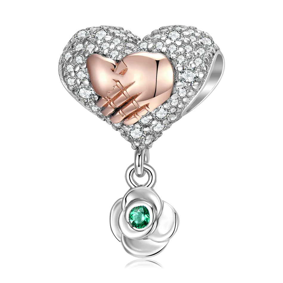 

Mom Kid Hands Heart Flower Bead fit Women Bracelet Necklace Lady Girl DIY Jewelry Birthday Gift S925 Sterling Silver Charm