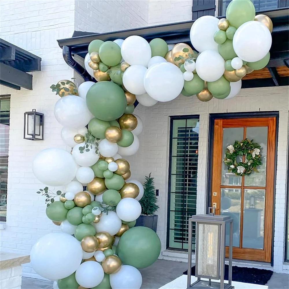 

137pcs Avocado Green Balloon Garland Wedding Birthday Party Backdrop Baby Shower DIY White Holidays Dinner Table Decoration Sign