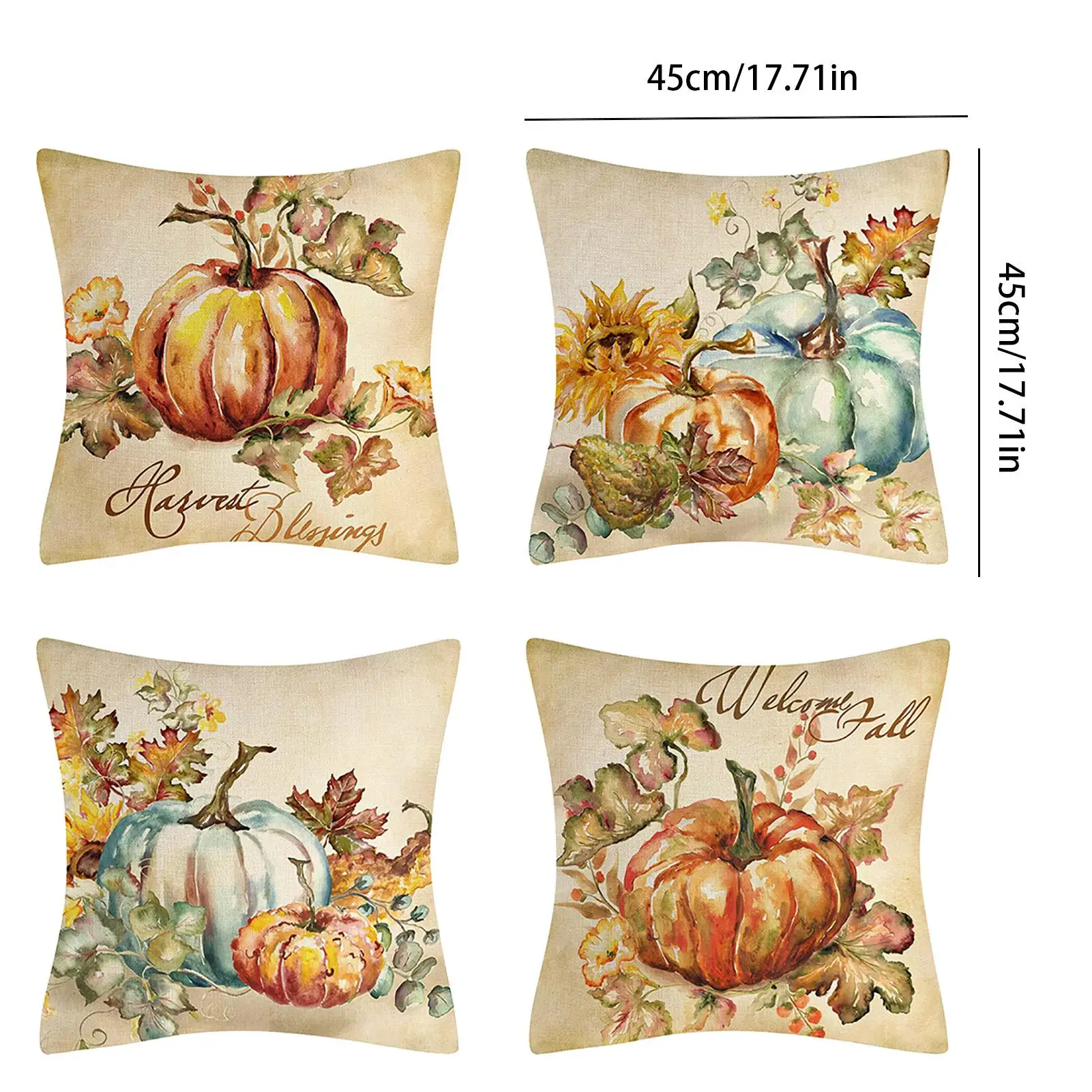 

4PCS 18x18 Inch Fall Pillowcases Set Thanksgiving Pillow Covers