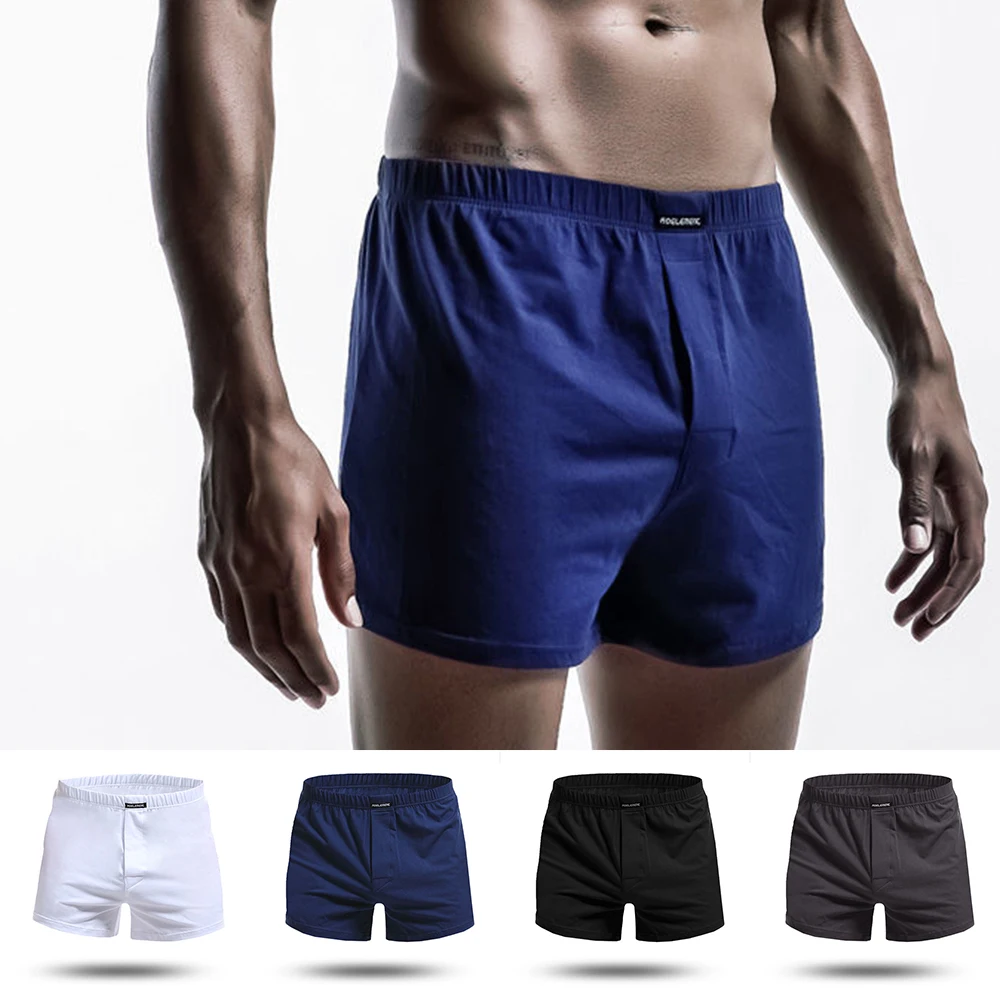 

Трусы-боксеры мужские однотонные свободного покроя, хлопковые удобные боксеры, повседневное нижнее белье, лето