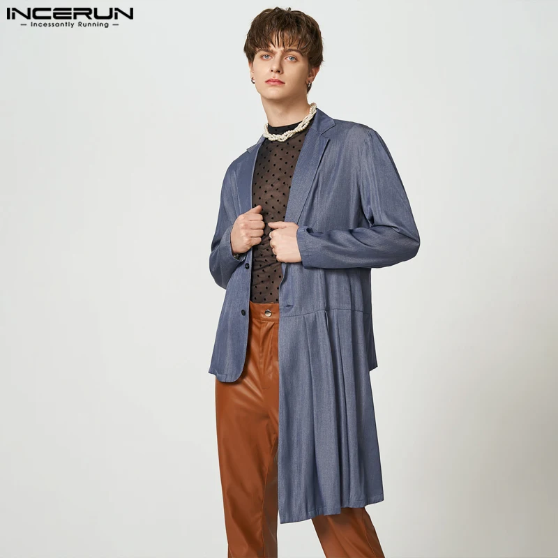 

INCERUN Tops 2023 American Style Mens Fashionable Two-color Solid Blazer Stylish Party Hot Sale Male Long Sleeve Suit Coat S-5XL
