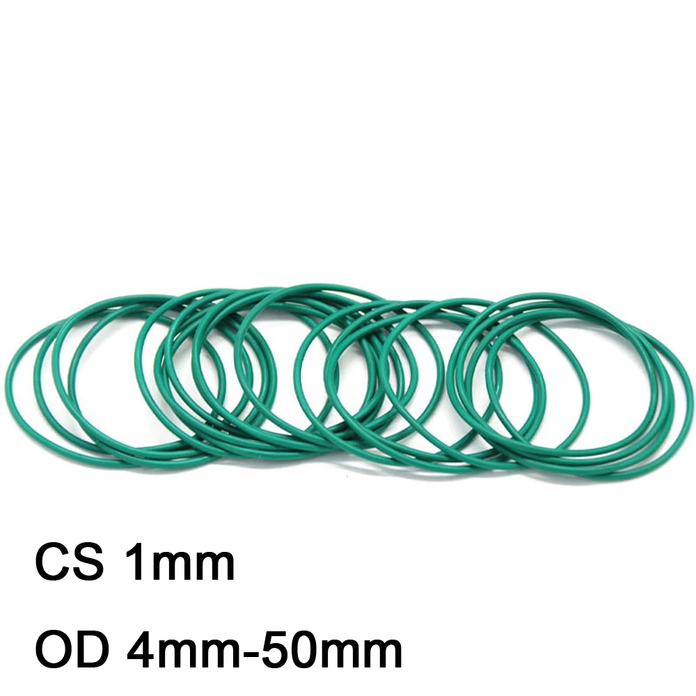 

10pcs Green FKM Fluorine Rubber O Ring CS 1mm OD 4mm-50mm Insulation Oil High Temperature Resistance Sealing Gasket Rings Washer