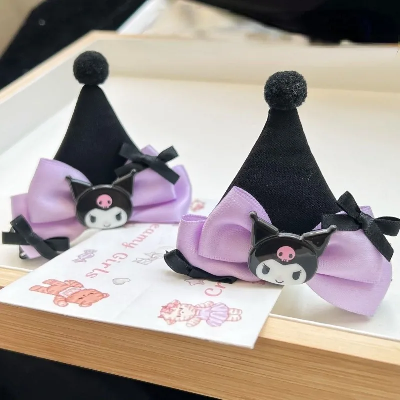 

2023 New Kawaii Sanrio Kuromi Cartoon Hairpin Sweet and Cool Bow Side Clip for Girls Hair Accessories Girls'new Hair Accessories