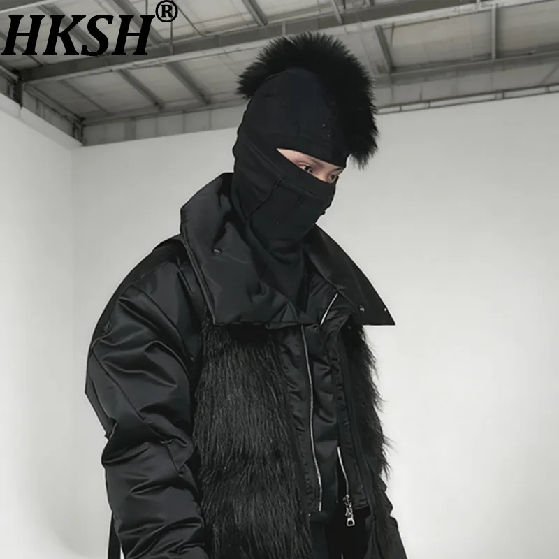 Фото HKSH Autumn New Man Tide Chic Punk Хлопковая шляпа Waste Land Стильная меховая отделка ирокез Маска для лица Винтажная техническая одежда Лыжные шапки Ins HK14154 №1