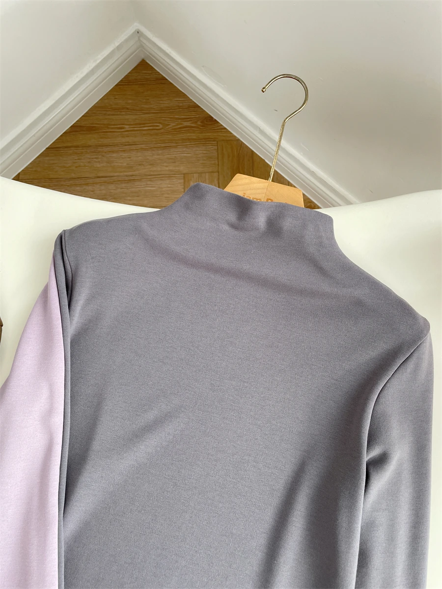 Женская рубашка двойного назначения с полувысоким воротником осень и зима