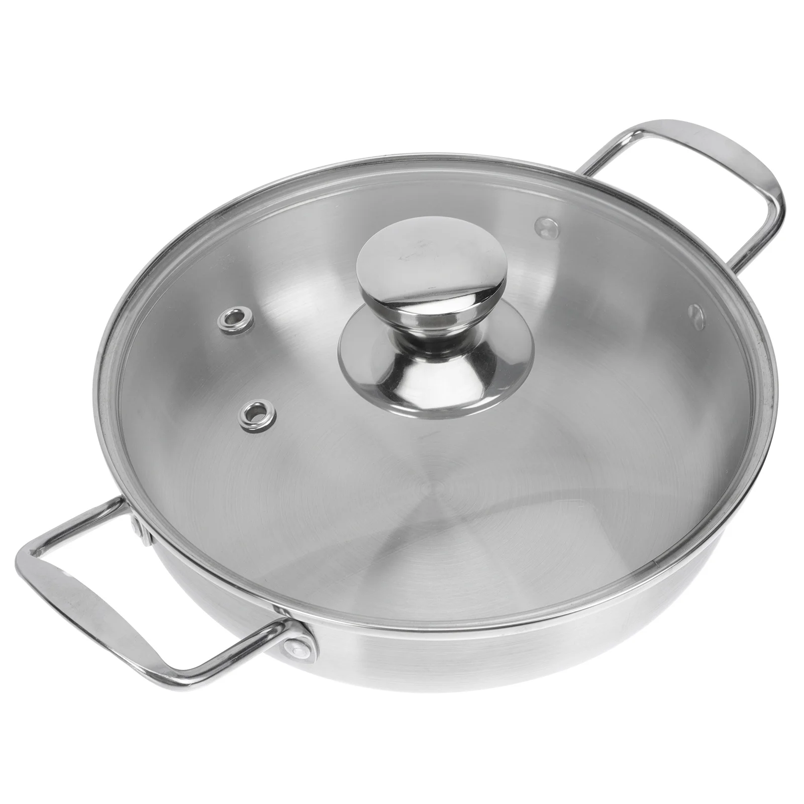 

1Pc Thickened Ramen Pot Stainless Steel Stockpot Flat Bottom Cooking Pot with Lid