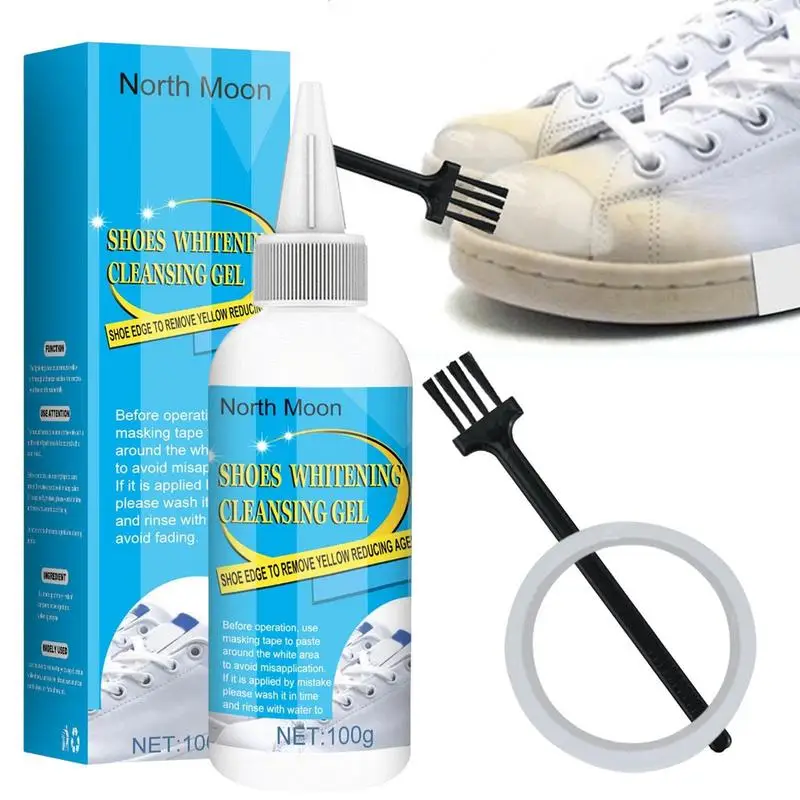 

White Shoes Stain Polish Cleaner Agent Sneaker Whiten Cleaning Dirt Remover Set With Brush Tape Cleansing Washing Tool 100ml