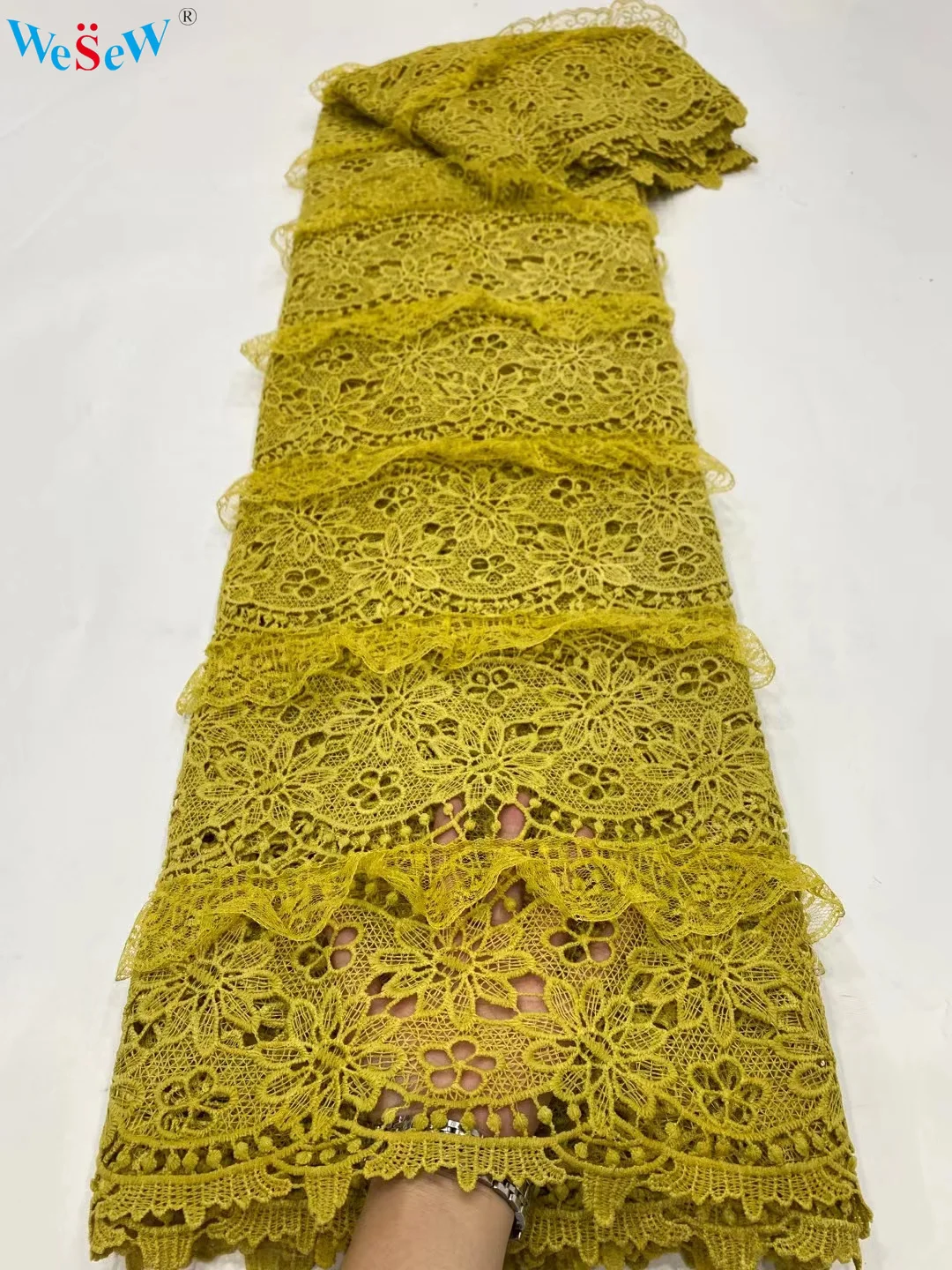 

5 Yards Peach African Guipure Cord 3D Lace Fabric African lace 2021 Fabric for Bridal Dress Sewing By The Yard BDPG31